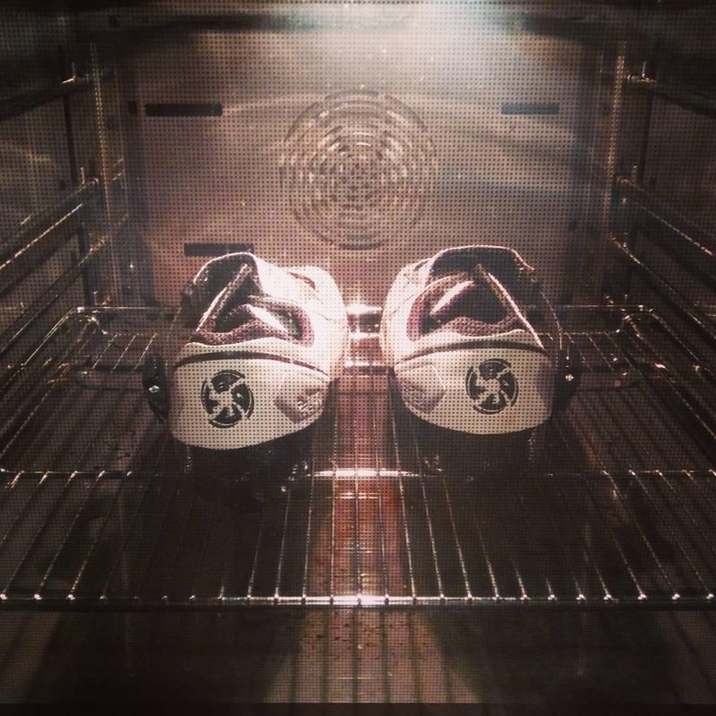 Baking some shoes.