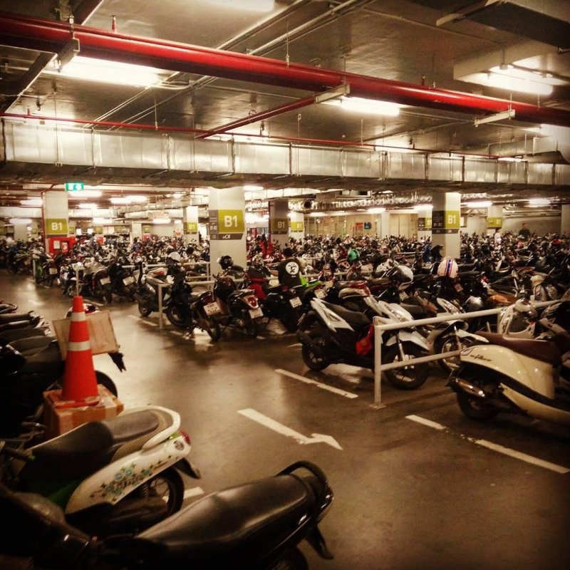 Motorcycle parking at the mall