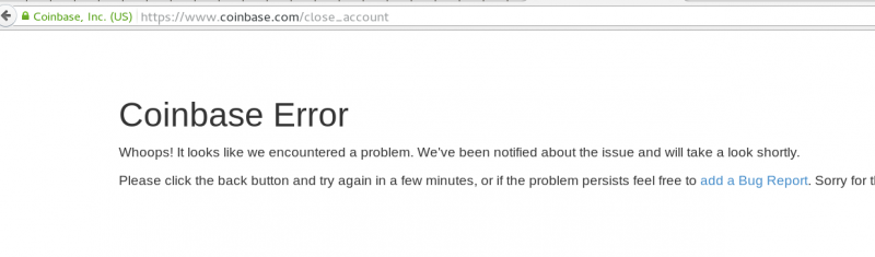 Classy place for a server error, @coinbase.