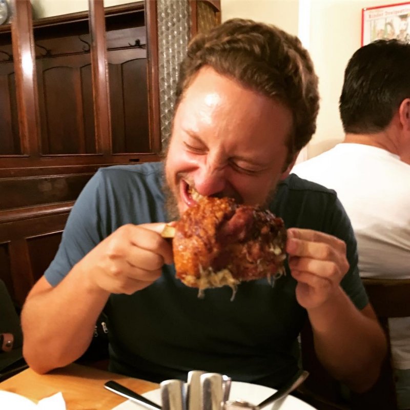 My man bkero devouring a pork knuckle at a Kölner Brauhaus.